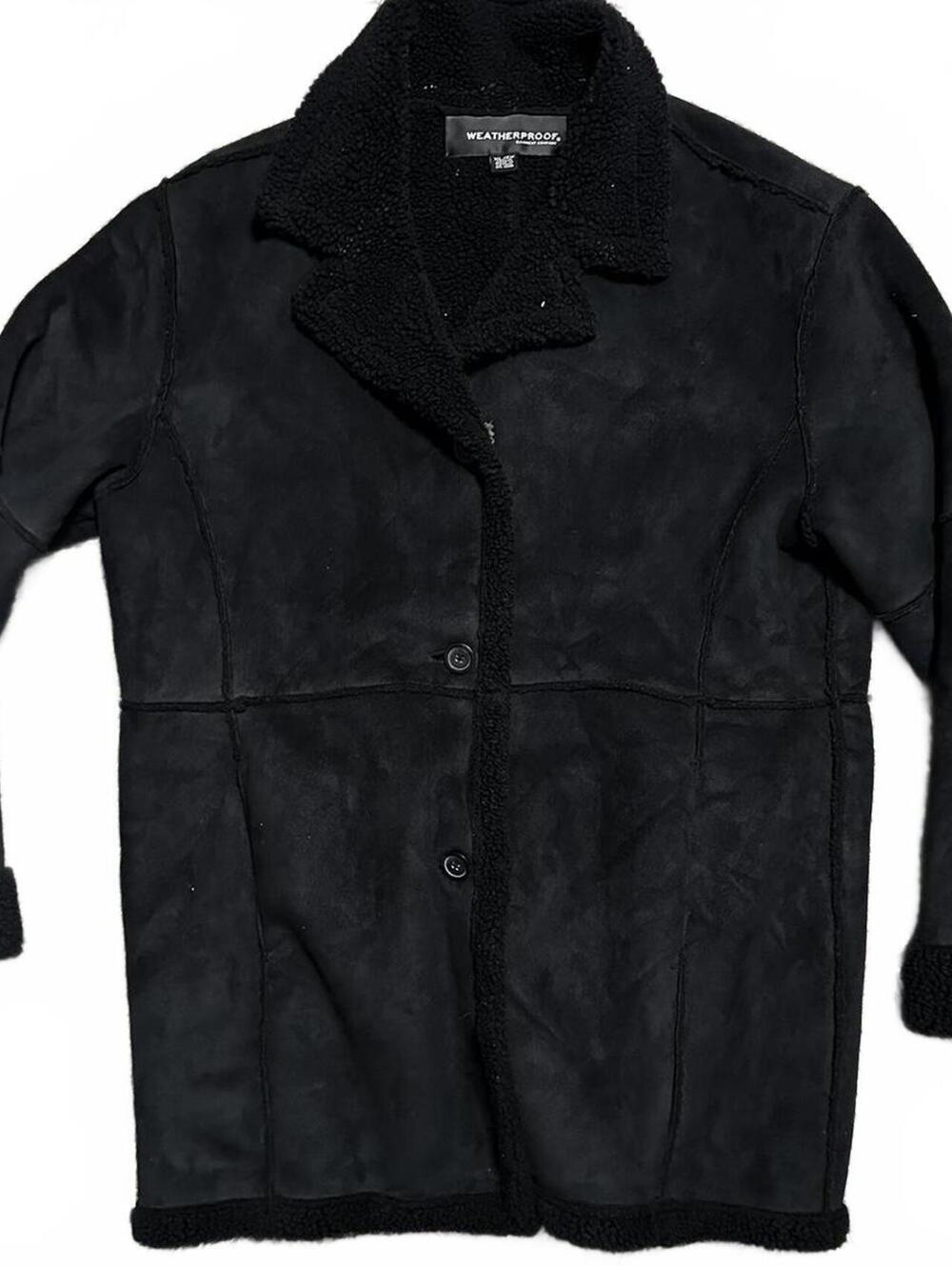 Y2K Black Shearling Lined Weatherproof Brand Coat Size XL
